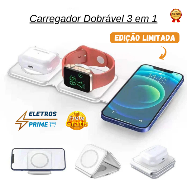 Carregador por Indução Dobrável 3 em 1 - (ÚLTIMAS UNIDADES)