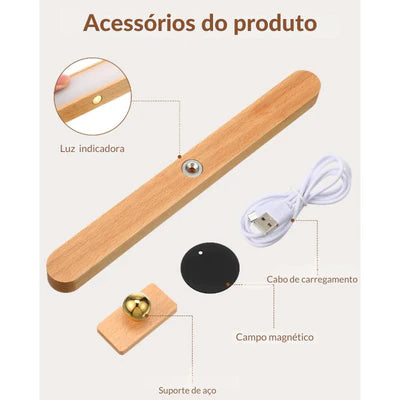Luminária Led de Madeira Recarregável - (ÚLTIMAS UNIDADES)