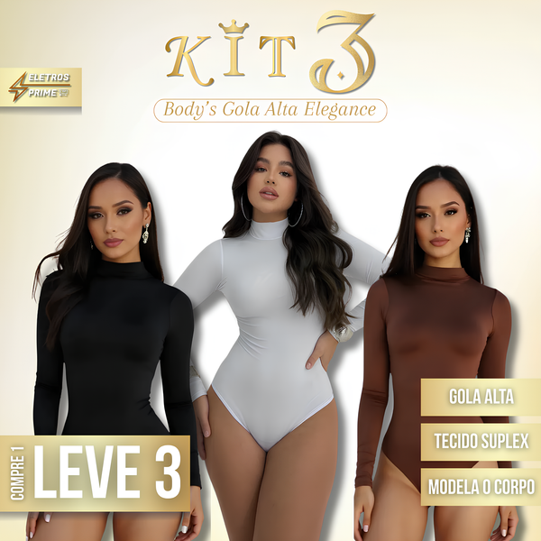 Body de Gola Alta Elegance – Promoção Exclusiva [COMPRE 1 & LEVE 3]