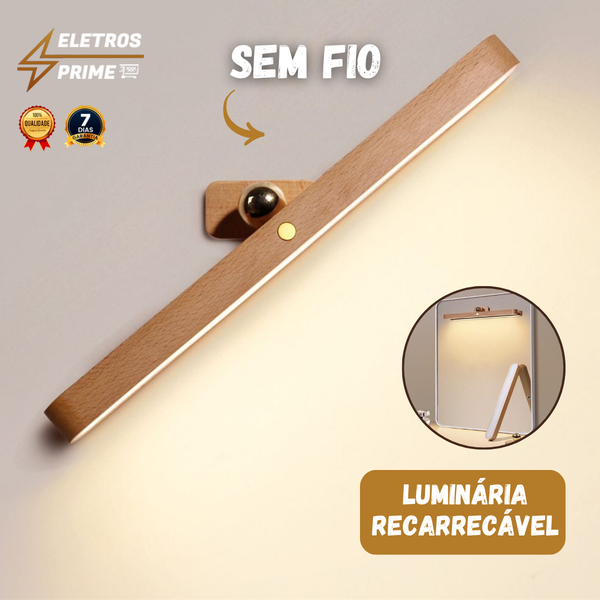 Luminária Led de Madeira Recarregável - (ÚLTIMAS UNIDADES)