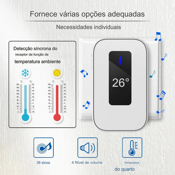 Campainha Moderna a Prova d'Água com sensor Térmico - (ÚLTIMAS UNIDADES)
