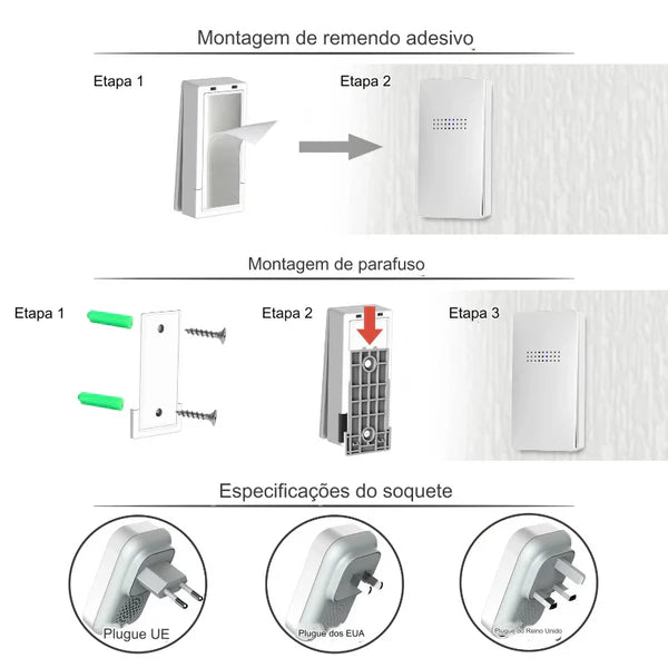 Campainha Moderna a Prova d'Água com sensor Térmico - (ÚLTIMAS UNIDADES)